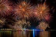 Fireworks over the newly opened Yas Bay.