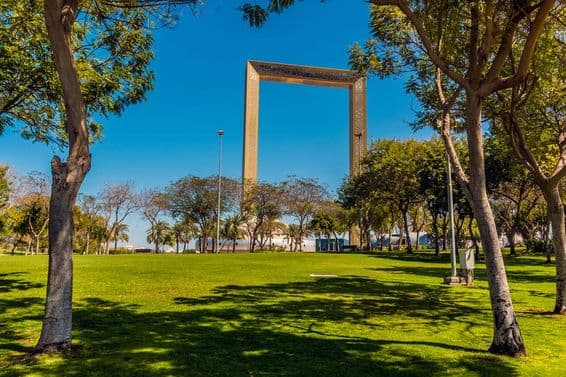 View of Zabeel Park in Dubai, United Arab Emirates in spring.