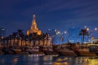 View of Fanar Mosque from Doha harbor.