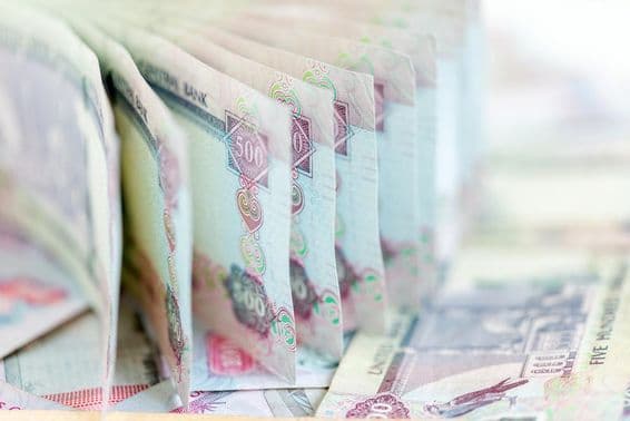 United Arab Emirates dirham, paper currency.