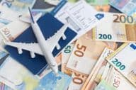 Airfare prices, Euro banknotes.