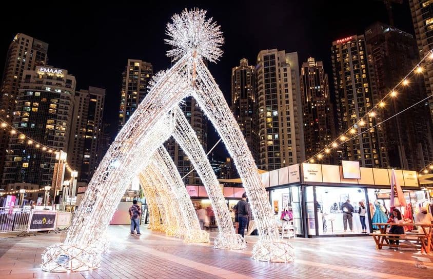 Beautifully illuminated decorations for Dubai shopping festival.