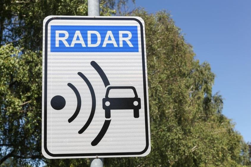 Radar signal on a road sign.
