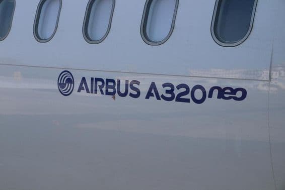 Airbus A320 airplane at Mumbai airport.