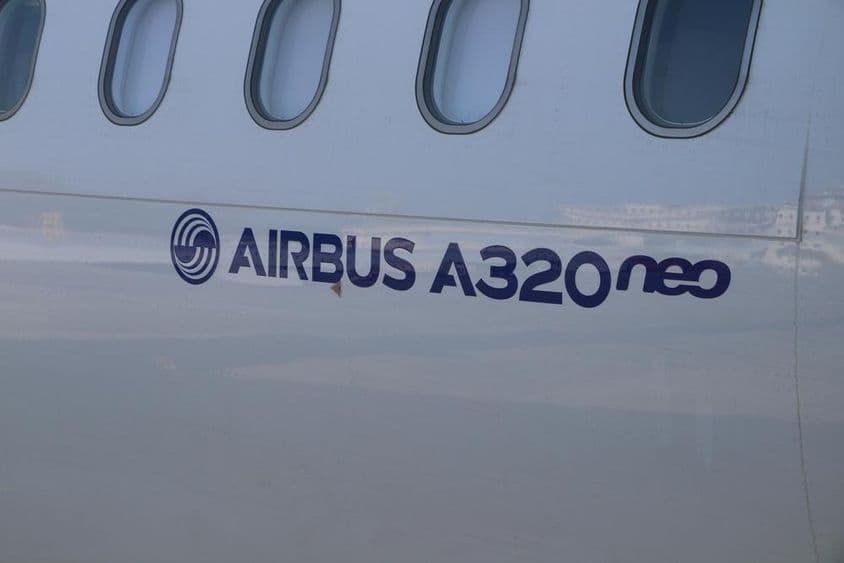 Airbus A320 airplane at Mumbai airport.
