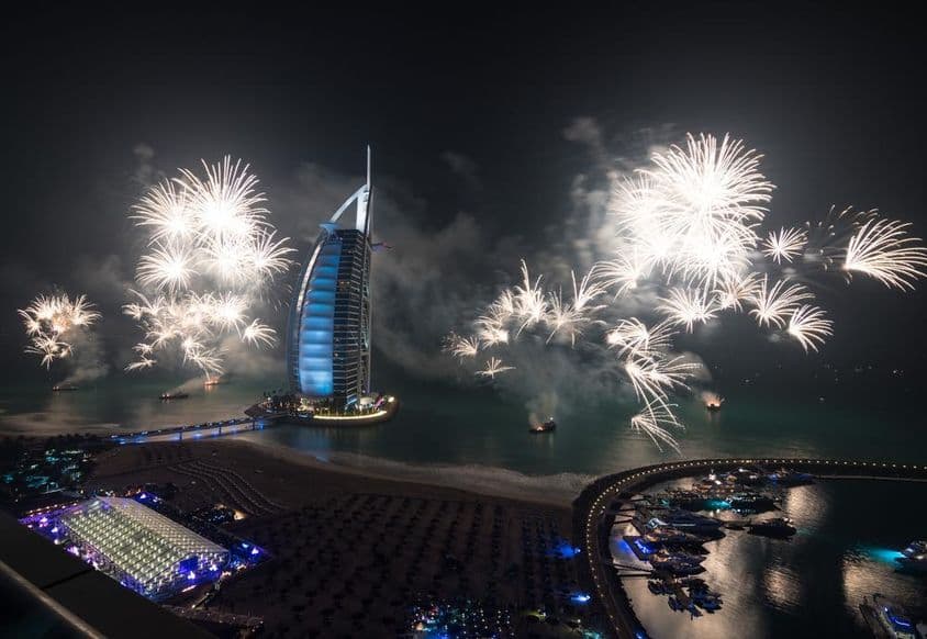 New Year's fireworks at Burj al Arab.