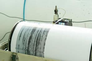 A seismograph indicating volcanic activity.
