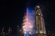 Fireworks at Burj Khalifa in Dubai.