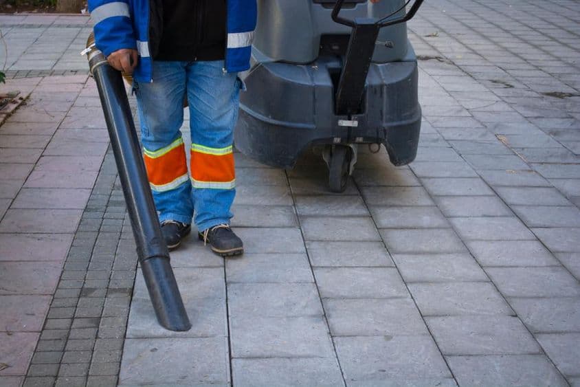 Street cleaner in downtown area.