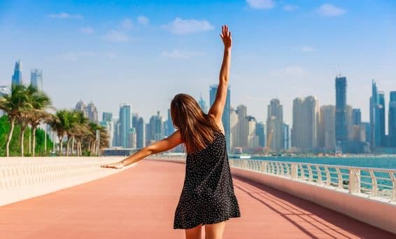 Tourist woman in Dubai.