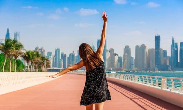 Tourist woman in Dubai.