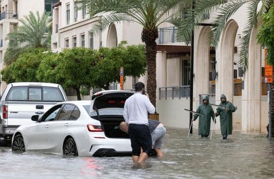 Flood in Dubai during heavy rainfall.
