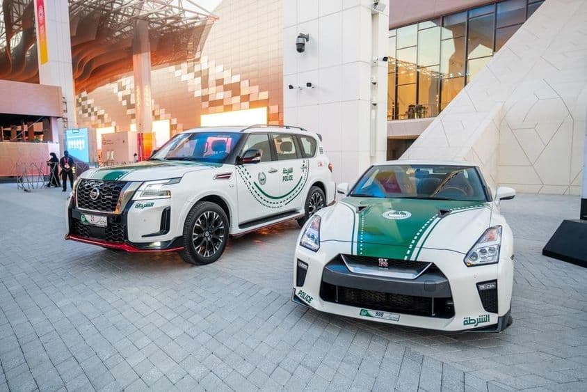 Dubai police cars displayed at Expo2020.