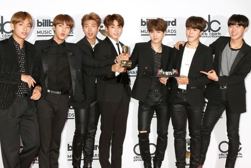 BTS in the 2017 Billboard Awards press room.