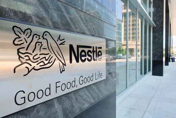 NESTLE USA - entrance to headquarters building with sign.