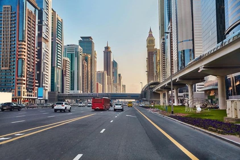 Dubai road in the city center.