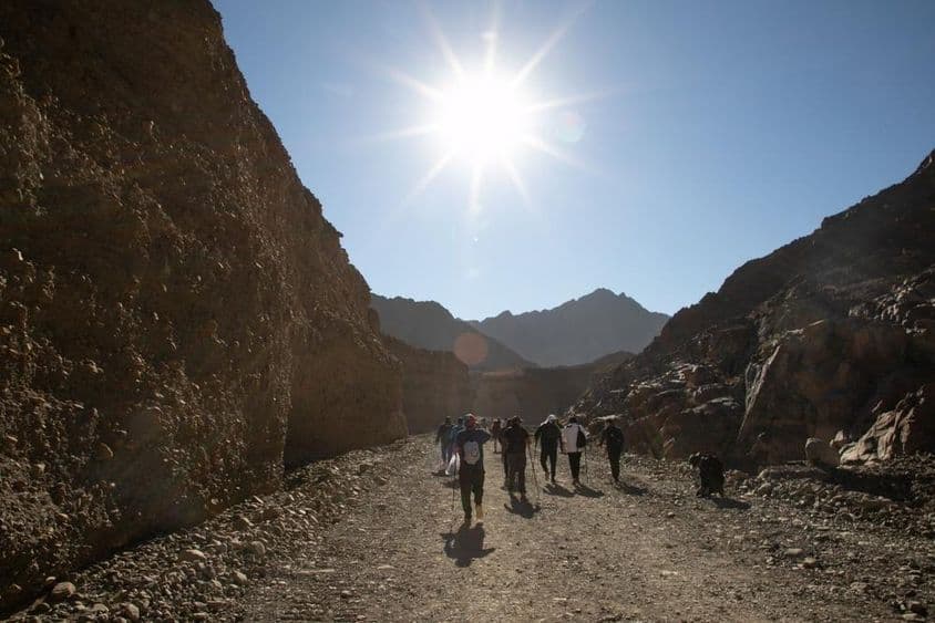 Outdoor hiking expedition in the Hatta Mountains, United Arab Emirates.