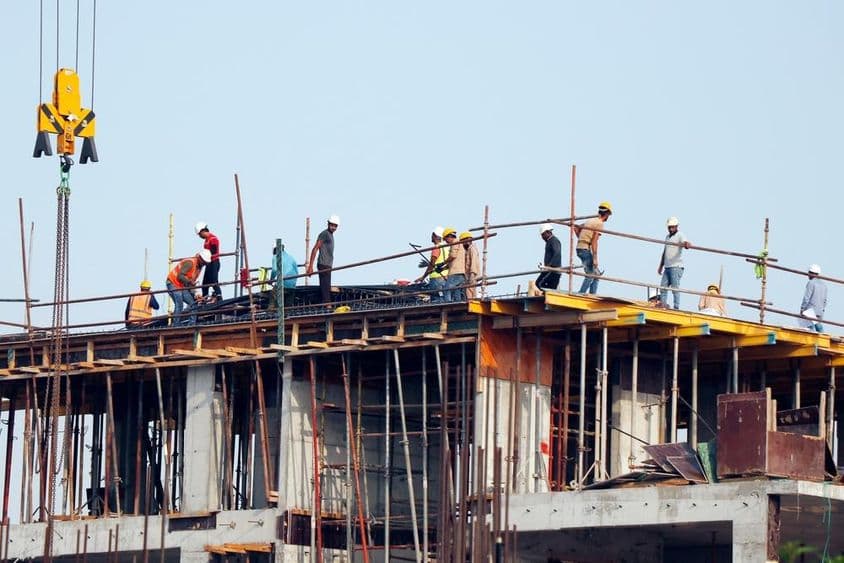 Working men at a construction site in Dubai.