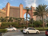 Car traffic in front of the famous luxury Atlantis Hotel.