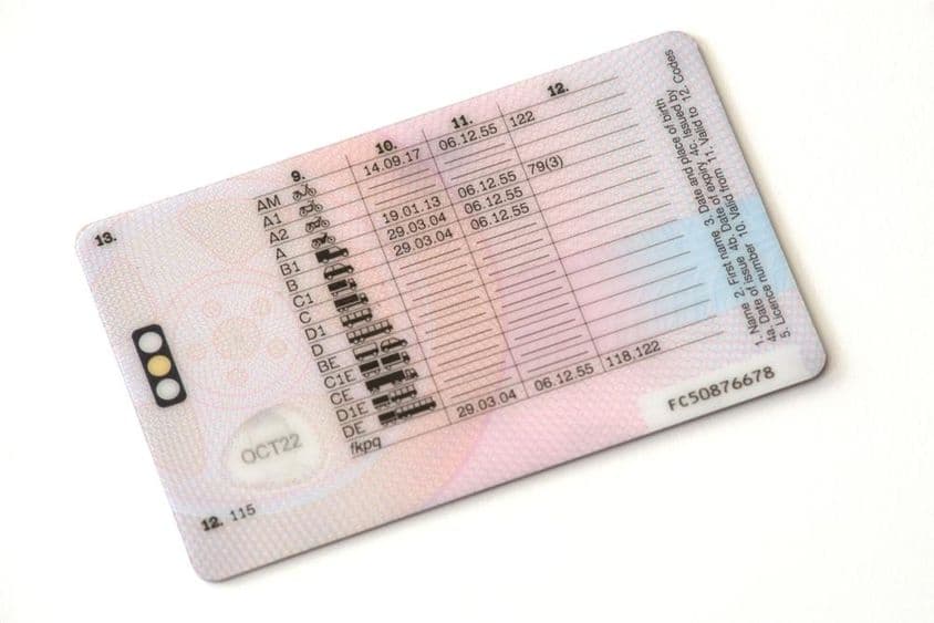 The back of a driver's license.