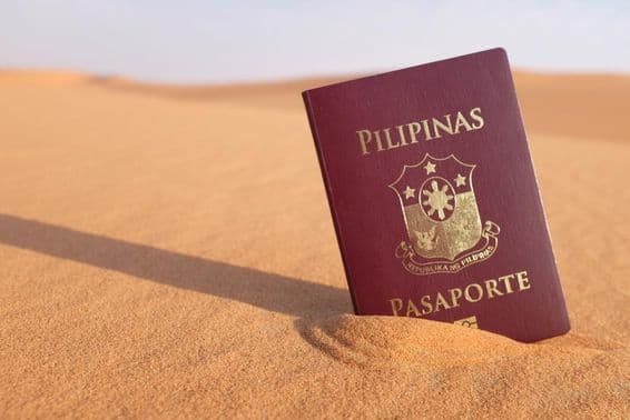 Philippine passport in the desert.
