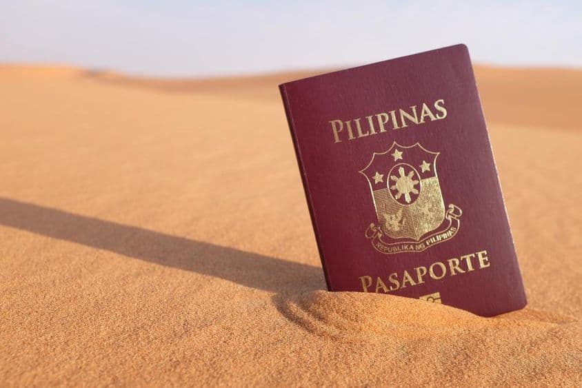 Philippine passport in the desert.