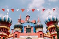 Disneyland's iconic structures with fairytale-like towers.