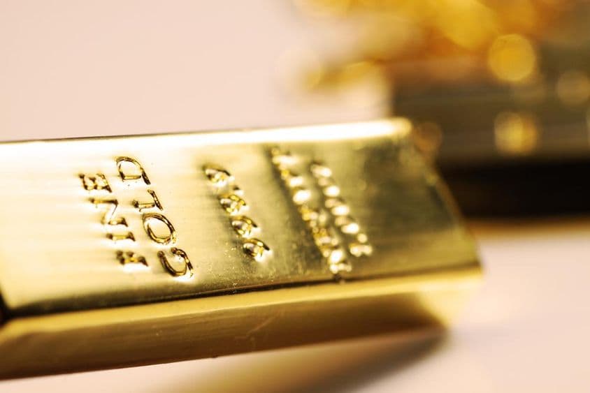 Gold bar with 999.9 purity.