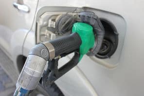 Gas station equipment at a fuel pump.