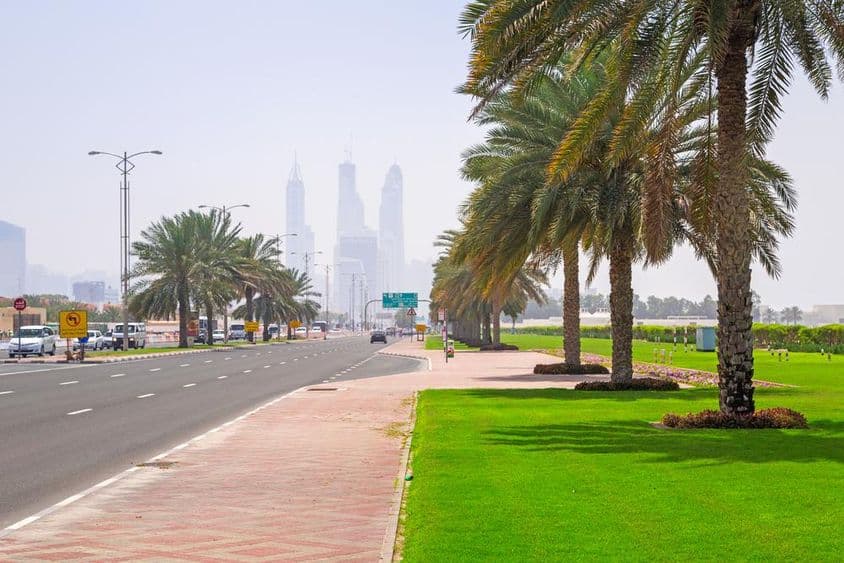 Streets of Dubai at Jumeirah Beach.