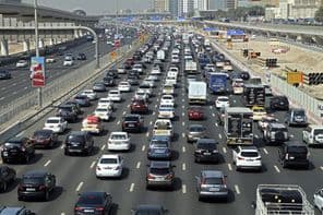 Traffic jam on Sheikh Zayed Road in Dubai.
