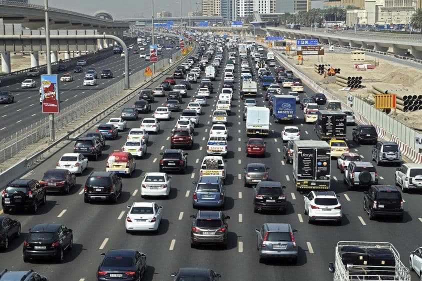 Traffic jam on Sheikh Zayed Road in Dubai.