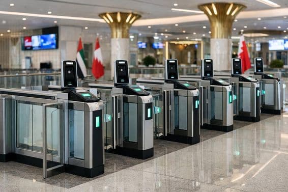 Checkpoint gates at Dubai airport.
