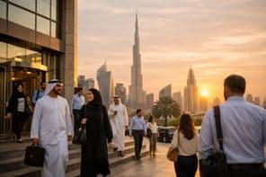Commuter returning home after office work at sunset.