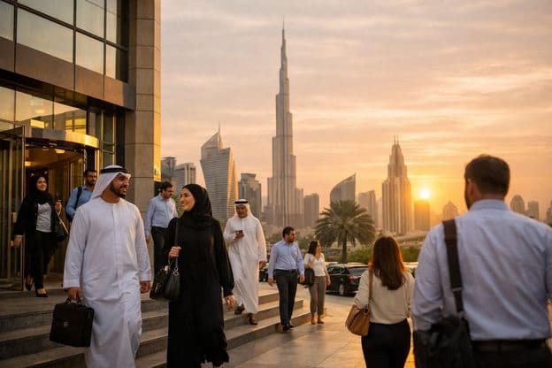 Commuter returning home after office work at sunset.