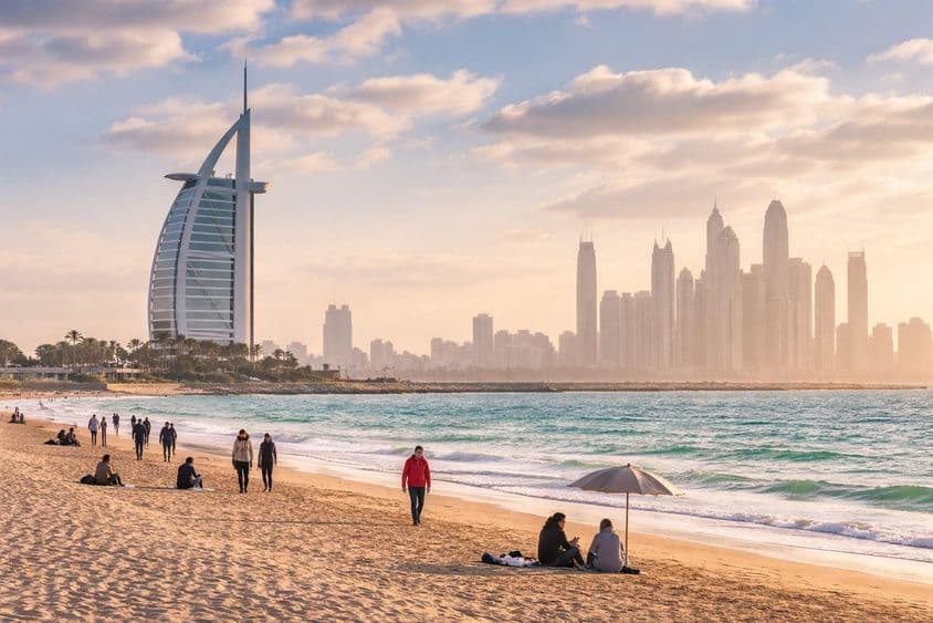 On the border of winter and spring, Temperature swing on Dubai coastline.