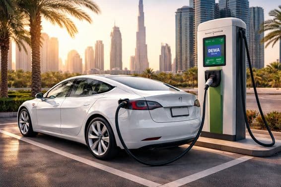 Moment of electric charging in Dubai