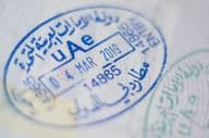 United Arab Emirates customs entry stamp.