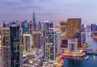 Aerial view of a highway junction in Dubai.