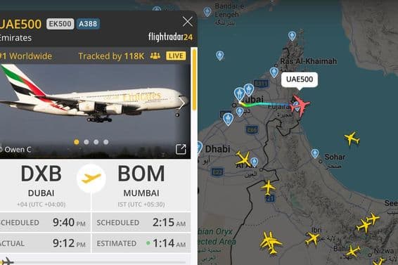 UAE500 live flight tracking map