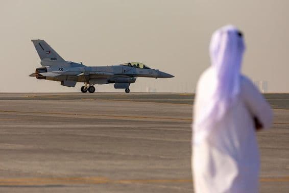 The United Arab Emirates Air Force's F-16 fighter jet.