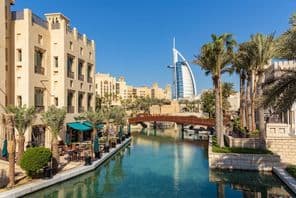 Traditional Arabian architecture and waterways at the Madinat Jumeirah resort