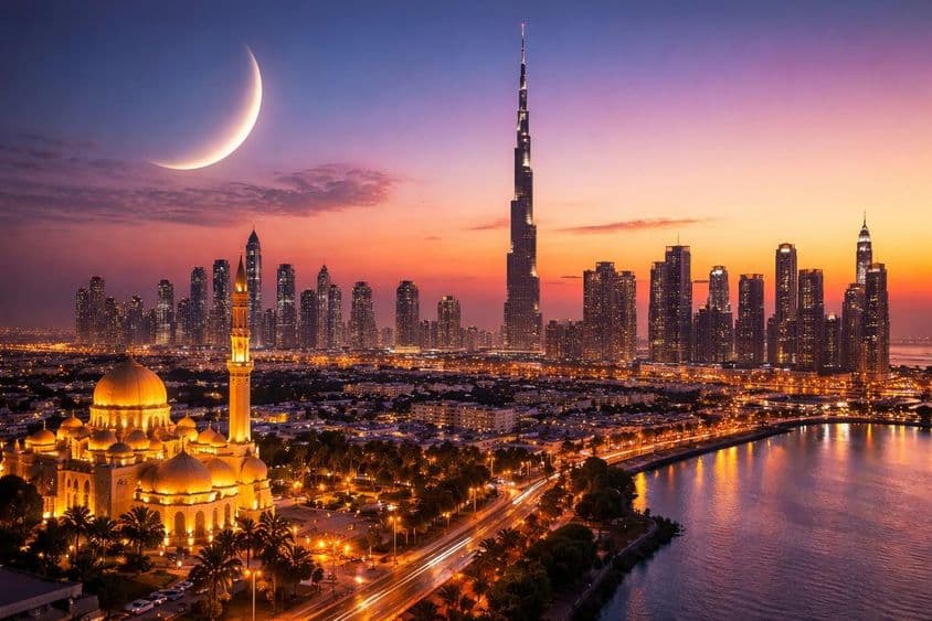 Eid crescent moon over Dubai