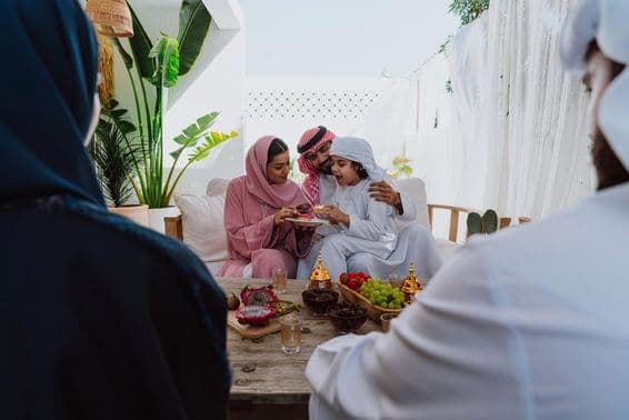 Muslim family at home.