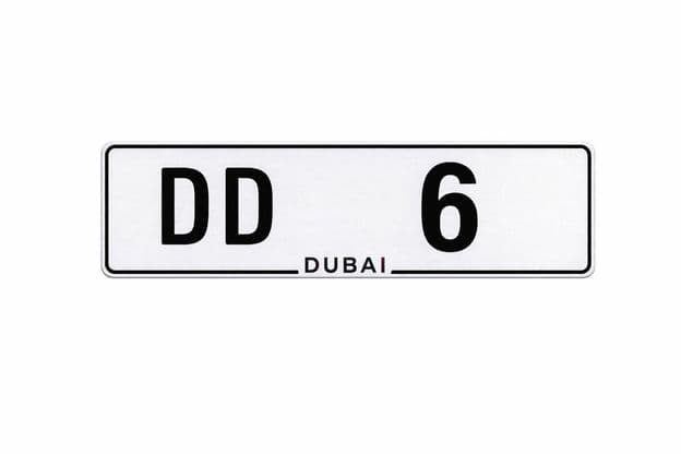 Dubai dd 6 license plate