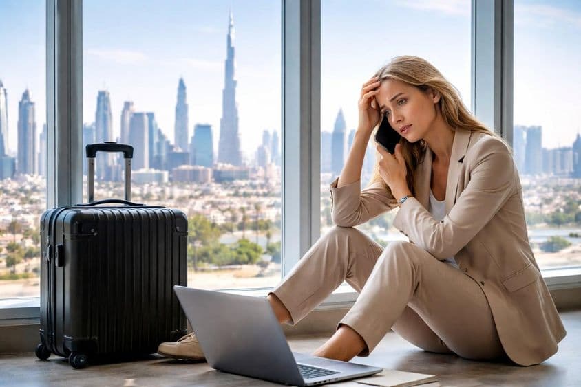 Dubai employee stranded abroad.
