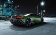 A matte dark green Lamborghini Huracan