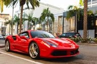 Red Ferrari 488 GTB parked