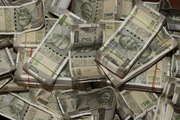 Stacks of Indian currency, 500 rupees