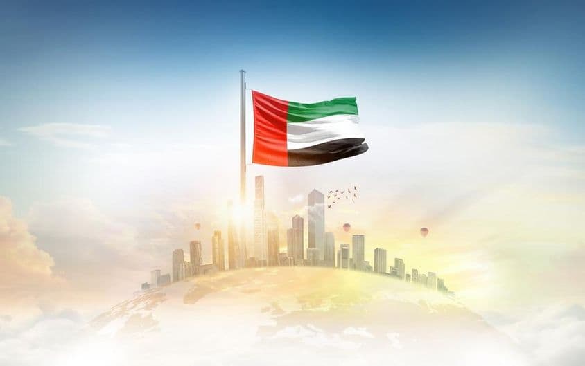 Flag of the United Arab Emirates waving